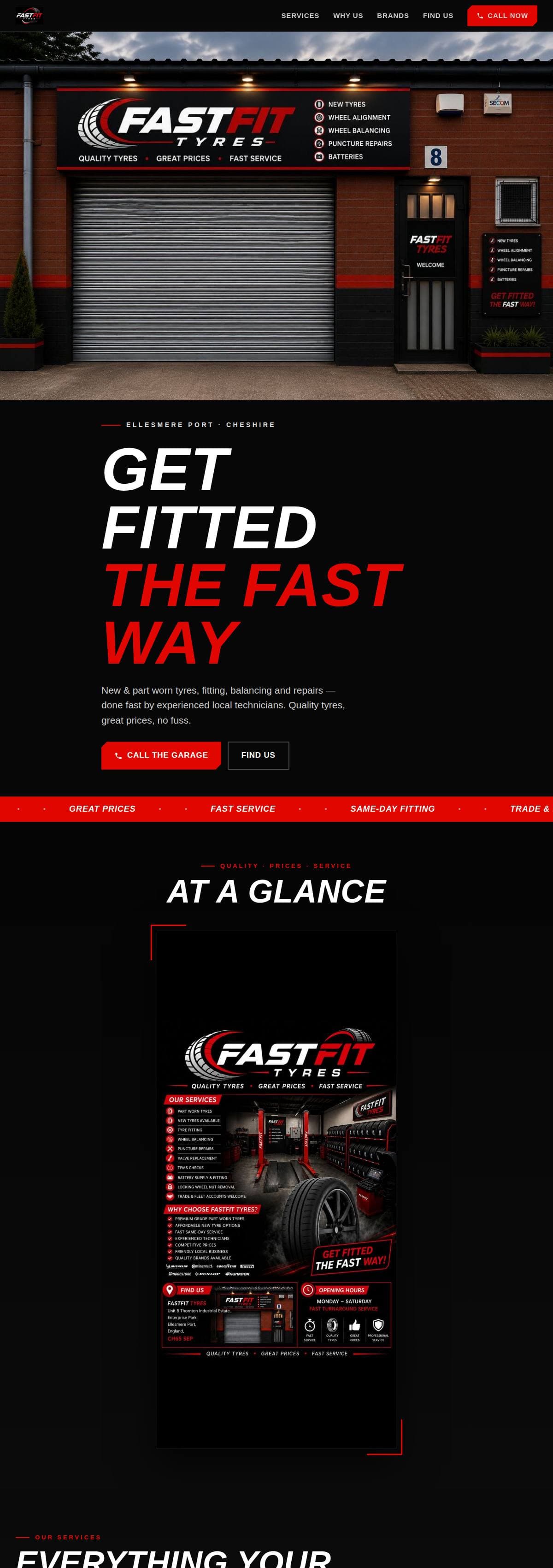 FAST FIT Tyres website — tyre garage homepage