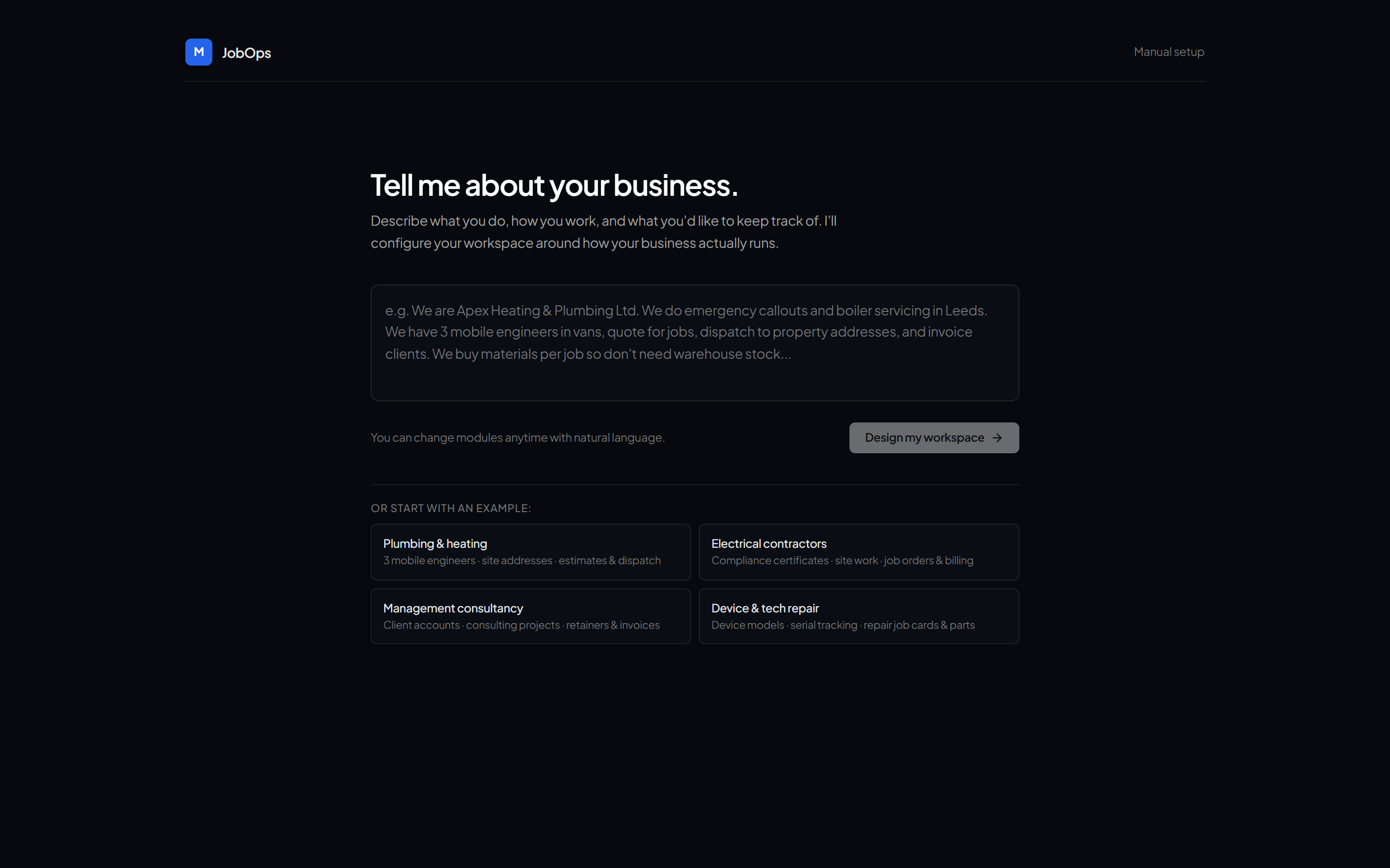 JobOps AI Workspace Setup Studio Interface
