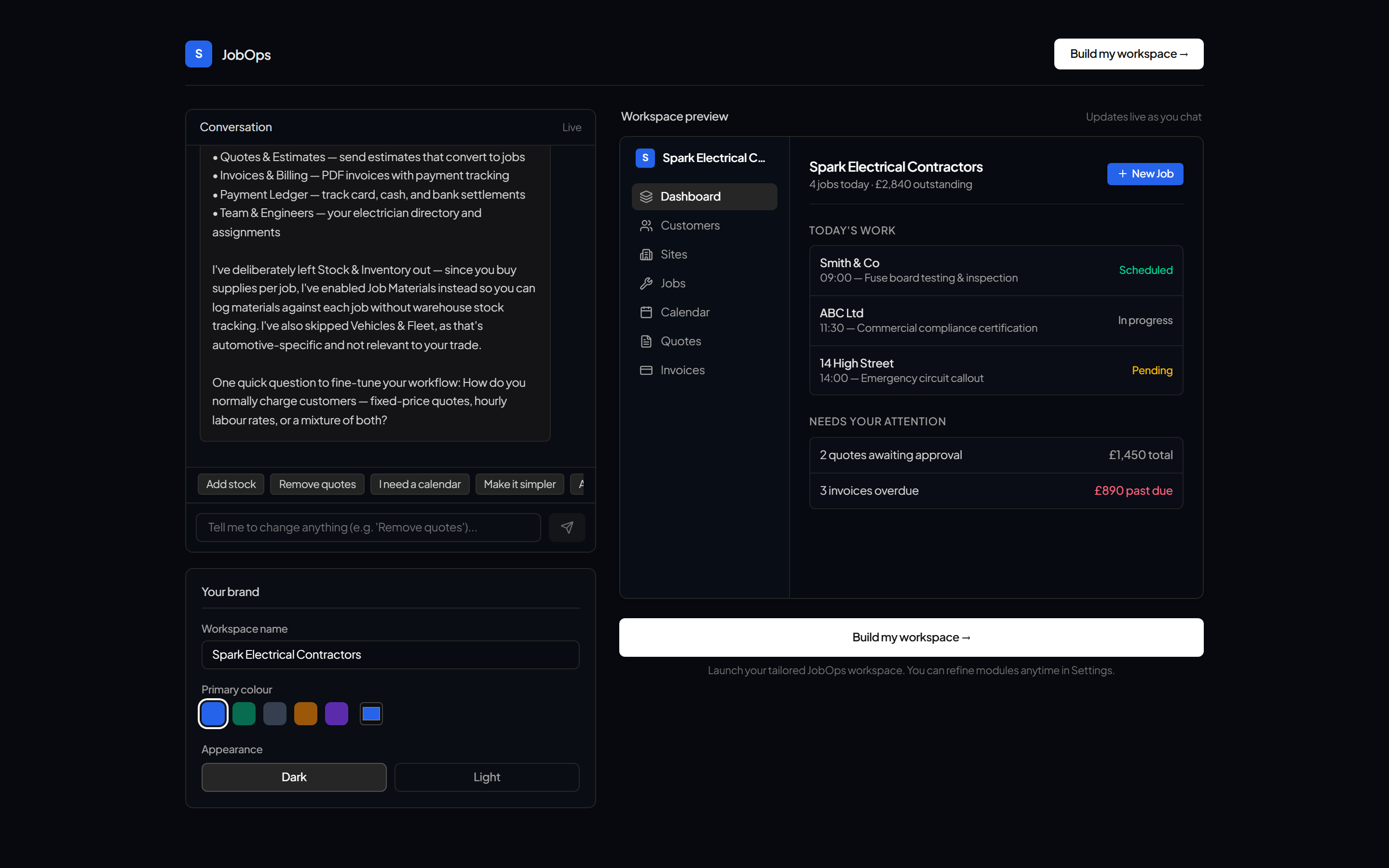 Quotes and Estimates Studio in JobOps