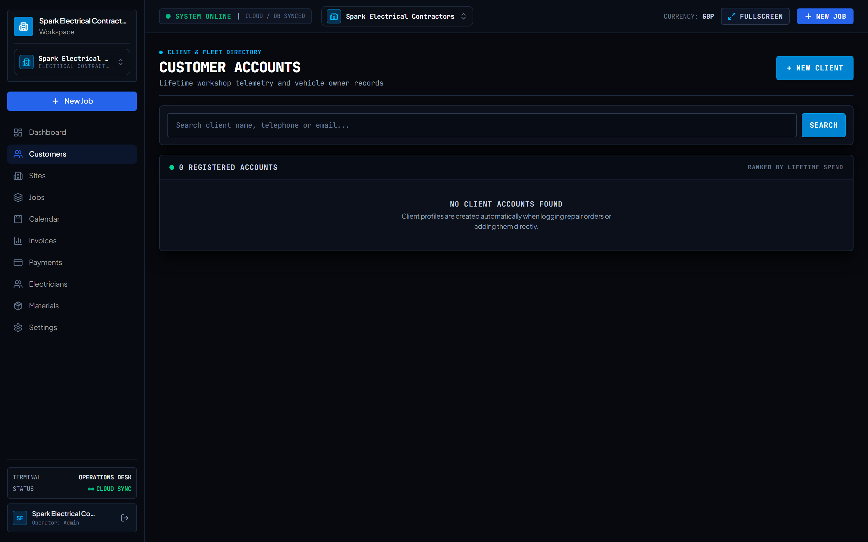 Customers Directory in JobOps